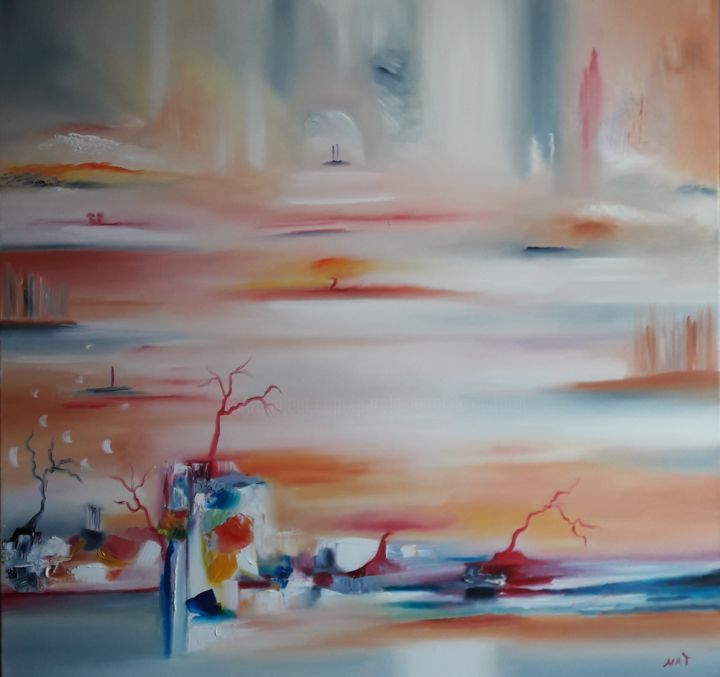 Painting titled "promesse" by Nat, Original Artwork, Oil