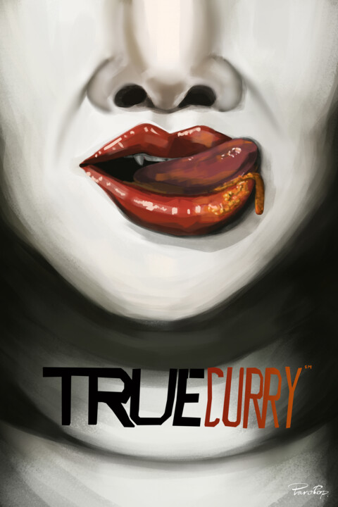 Digitale Kunst mit dem Titel "True Curry" von Jahow See (ParoPop), Original-Kunstwerk, Siebdruck