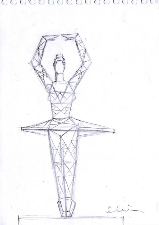 Drawing titled "Dancing-pylon" by Elena Paroucheva, Original Artwork