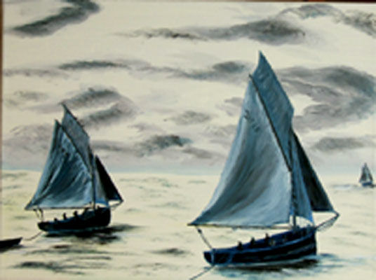 Peinture intitulée "1930-B^teaux de pêc…" par Jean Parraud, Œuvre d'art originale