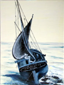 Malerei mit dem Titel "Voilier de pêche à…" von Jean Parraud, Original-Kunstwerk