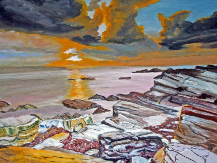 Malerei mit dem Titel "La Corniche de St J…" von Jean Parraud, Original-Kunstwerk, Öl
