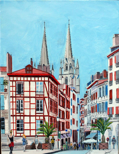 Peinture intitulée "cathedrale de Bayon…" par Jean Parraud, Œuvre d'art originale, Huile