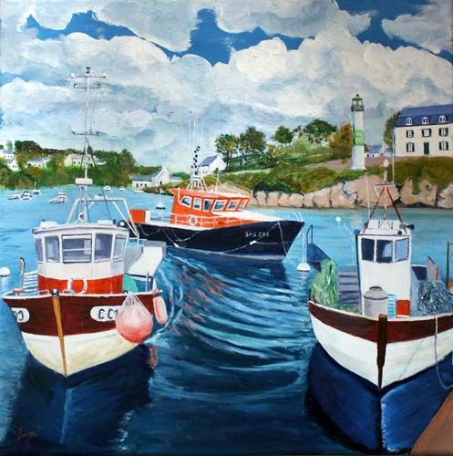 Pintura intitulada "Port de Doelan" por Jean Parraud, Obras de arte originais, Óleo