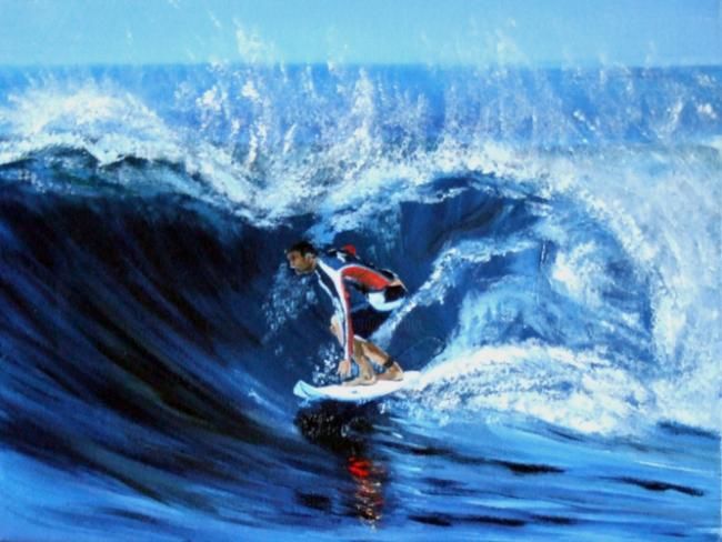 Pintura titulada "Surf à Playa Negra" por Jean Parraud, Obra de arte original