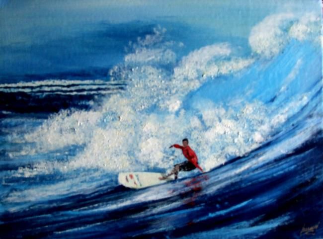 Pittura intitolato "Pays Basque -Surf à…" da Jean Parraud, Opera d'arte originale