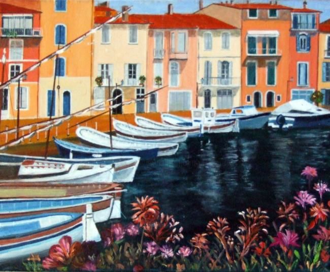 Malarstwo zatytułowany „Port de Martigues” autorstwa Jean Parraud, Oryginalna praca