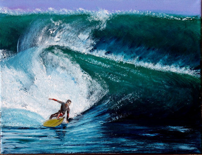 Pintura titulada "Surf à Hendaye -Pay…" por Jean Parraud, Obra de arte original, Oleo