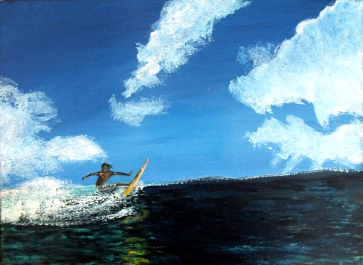 Pintura intitulada "Surf au spot de Sum…" por Jean Parraud, Obras de arte originais, Óleo
