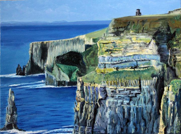 Painting titled "Irlande , Falaises…" by Jean Parraud, Original Artwork, Oil