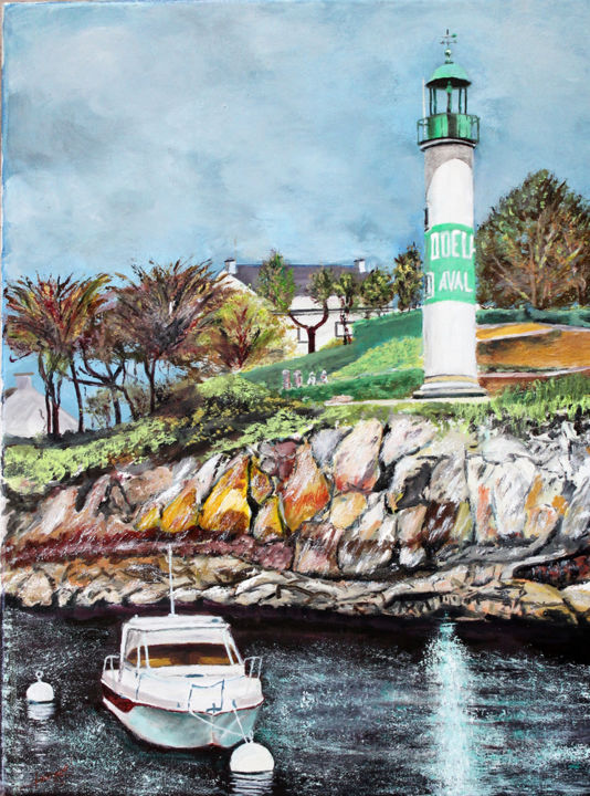 Картина под названием "Port de Doelan - Le…" - Jean Parraud, Подлинное произведение искусства, Масло