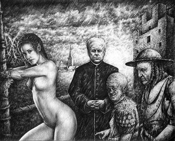 Рисунок под названием "Ведьма и праведные…" - Parsadanov, Подлинное произведение искусства