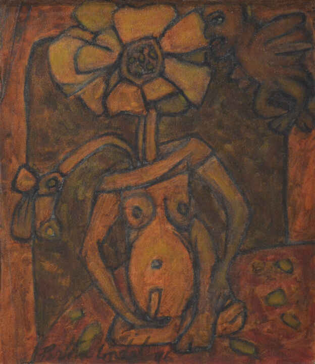 Painting titled "Flower Vass_01" by Partha Mondal, Original Artwork, Oil