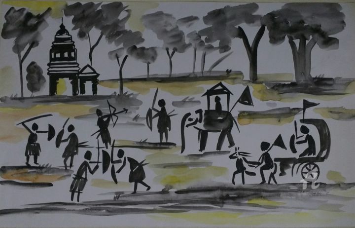 绘画 标题为“WAR” 由Partha Sutradhar, 原创艺术品, 水彩