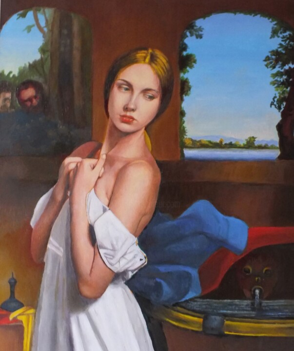 Картина под названием "Al bagno" - Claudio Apparuti, Подлинное произведение искусства, Масло