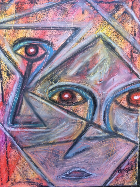 Painting titled "Trianglyeux" by Pascal 5, Original Artwork, Pastel