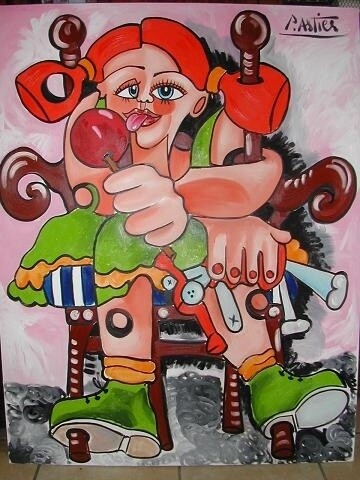 Painting titled "pomme d'amour" by Pascal Astier, Original Artwork