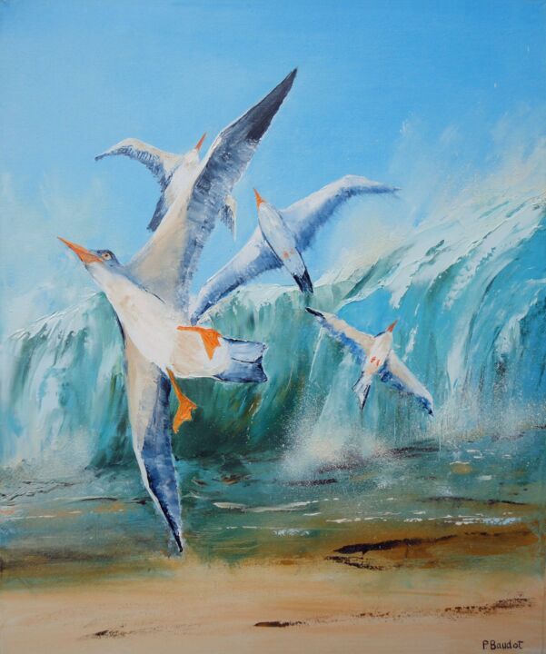 Painting titled "Libertad" by Pascal Baudot, Original Artwork, Oil Mounted on Wood Stretcher frame