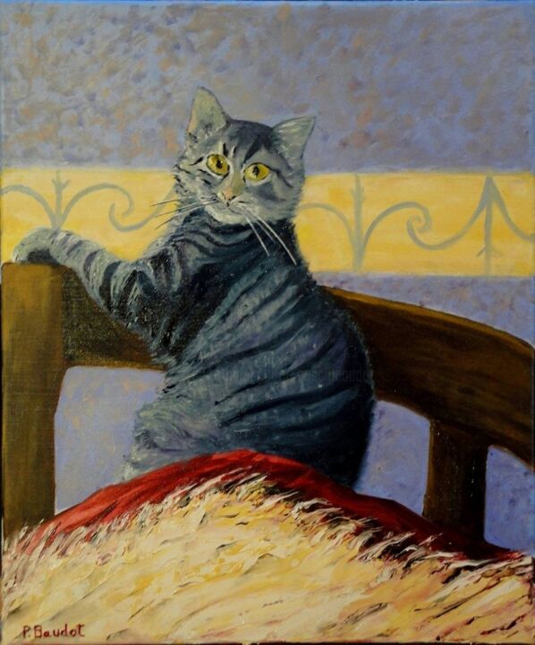 Painting titled "Chat Pacha" by Pascal Baudot, Original Artwork