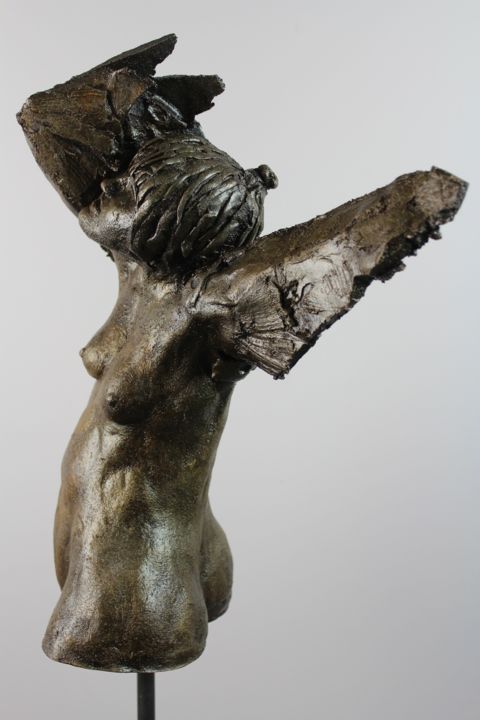 Rzeźba zatytułowany „Ange bléssé 7” autorstwa Pascal Borghi, Oryginalna praca, Ceramika