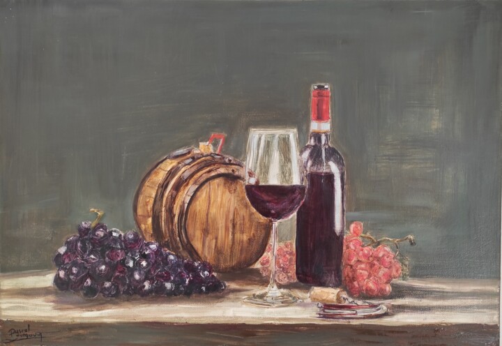 Peinture intitulée "Plaisirs du vin" par Pascal Bourgouin, Œuvre d'art originale, Huile