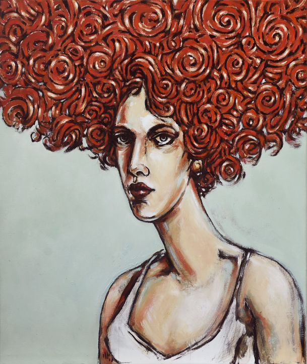 Pintura intitulada "Medusa" por Pascal Buffard, Obras de arte originais, Óleo