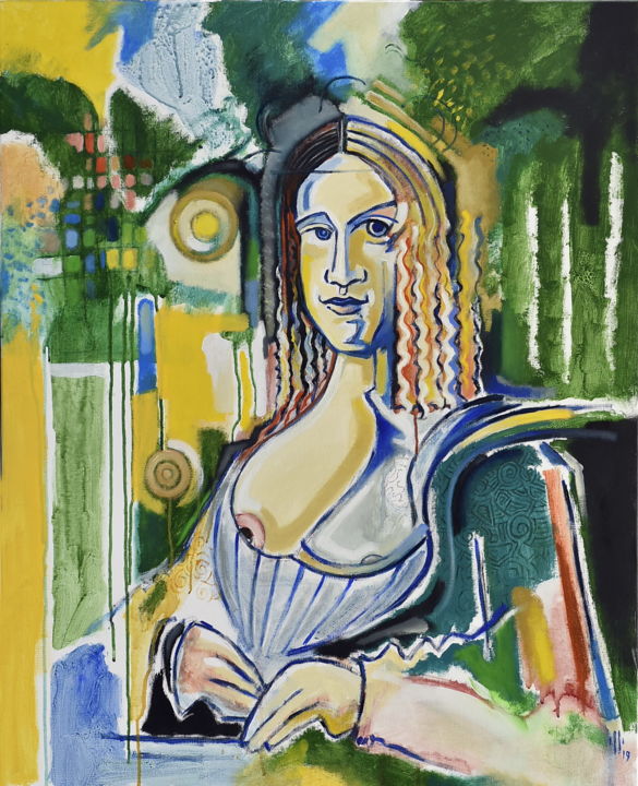 Painting titled "Lisa-Mona" by Pascal Buffard, Original Artwork, Oil