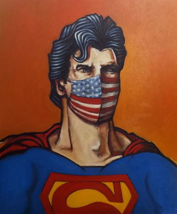 Painting titled "Superman" by Pascal Buffard, Original Artwork, Oil