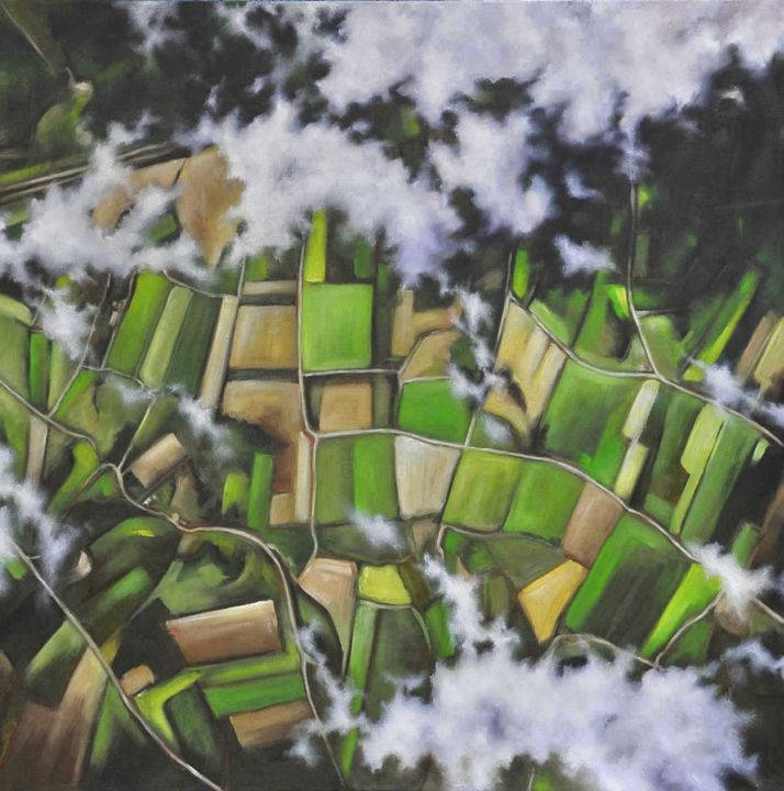 Malerei mit dem Titel "-earth-vue" von Pascal Buffard, Original-Kunstwerk, Öl