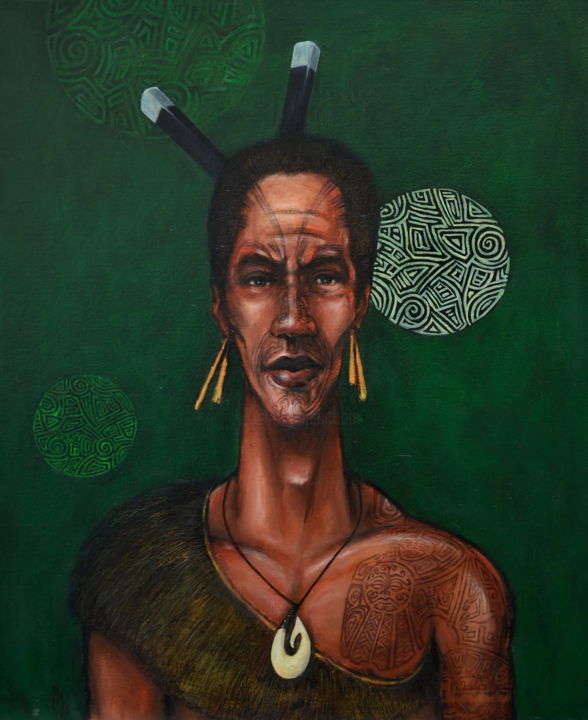 Pittura intitolato "maori" da Pascal Buffard, Opera d'arte originale