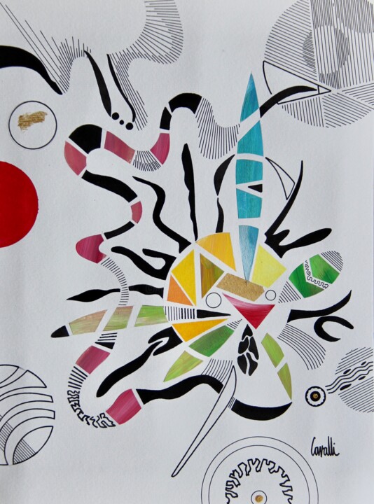 Σχέδιο με τίτλο "21 016 Rayons noirs" από Pascal Cavalli, Αυθεντικά έργα τέχνης, Μελάνι