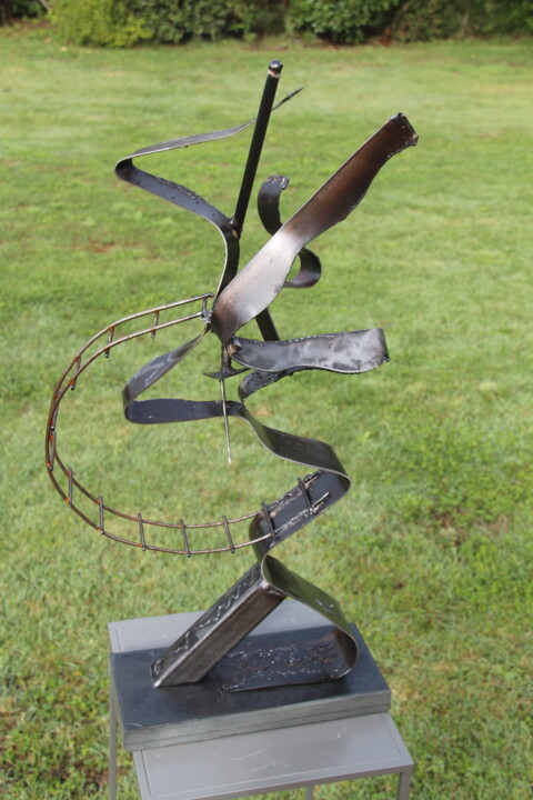 Sculpture intitulée "Calligraphie aérien…" par Pascal Cavalli, Œuvre d'art originale, Métaux
