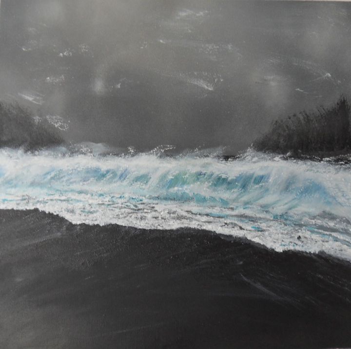 Painting titled "THE WAVE" by Pascal Feriault, Original Artwork, Acrylic