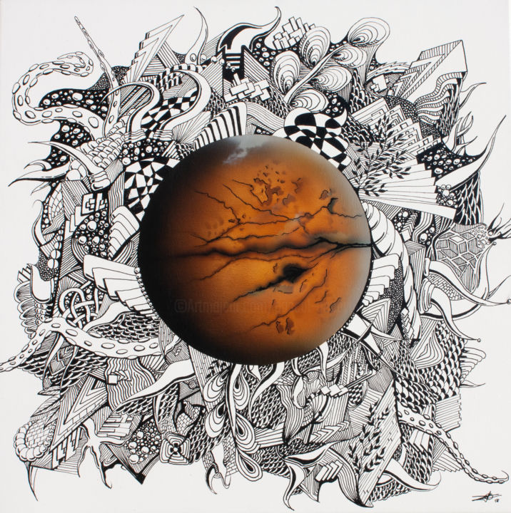 Peinture intitulée "Mars" par Pascal Genevois, Œuvre d'art originale, Acrylique Monté sur Châssis en bois