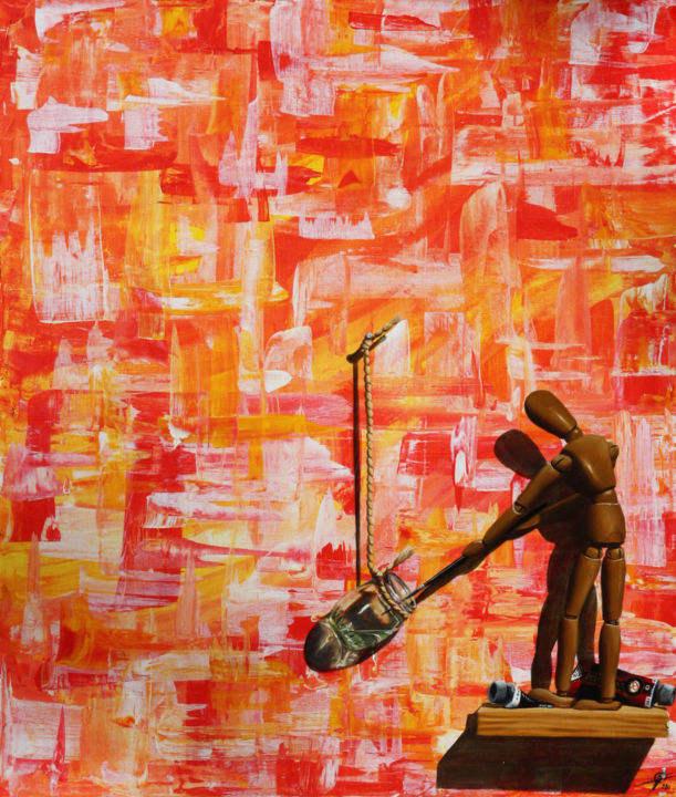 Peinture intitulée "Sans-Titre Orange" par Pascal Genevois, Œuvre d'art originale, Huile Monté sur Châssis en bois