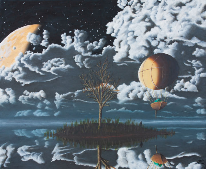 Peinture intitulée "Seul au Monde" par Pascal Genevois, Œuvre d'art originale, Huile Monté sur Châssis en bois
