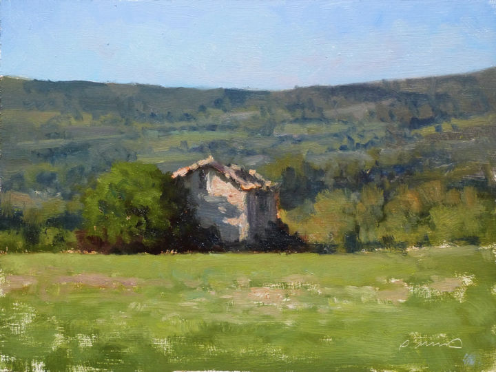 Peinture intitulée "Cabanon chemin des…" par Pascal Giroud, Œuvre d'art originale, Huile