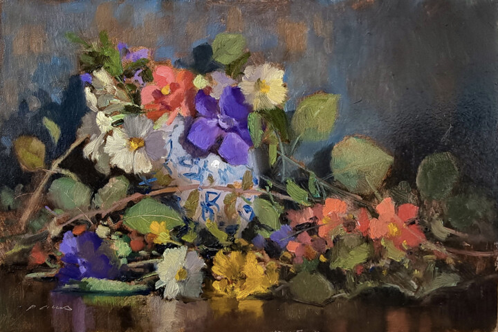 Peinture intitulée "Fleurs de Printemps…" par Pascal Giroud, Œuvre d'art originale, Huile