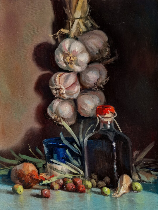 Peinture intitulée "#4048 - Garlic, Oli…" par Pascal Giroud, Œuvre d'art originale, Huile