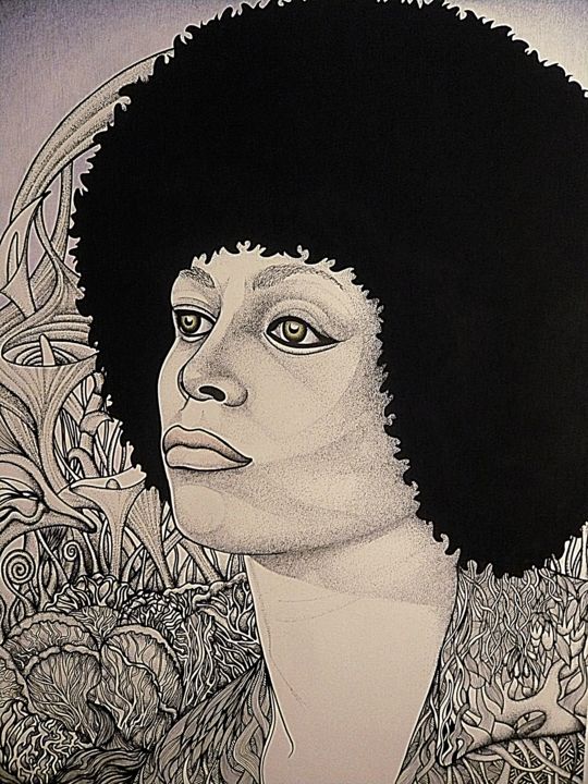Peinture intitulée "Angela Davis" par Pascal Héranval, Œuvre d'art originale