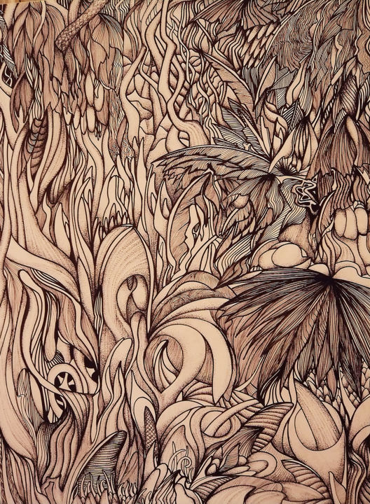 Pintura intitulada "Jungle Book # 02" por Pascal Héranval, Obras de arte originais