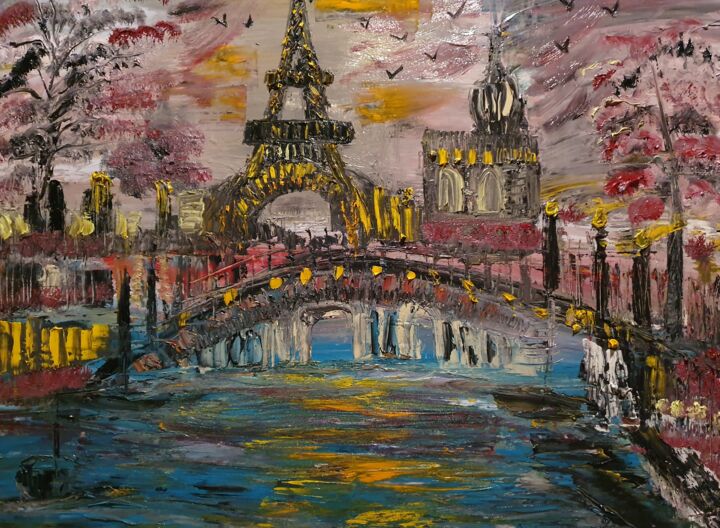 Pintura intitulada "Paris" por Pascal Jung, Obras de arte originais, Óleo