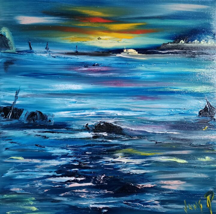 Painting titled "Marooned émotion NY" by Pascal Jung, Original Artwork, Oil