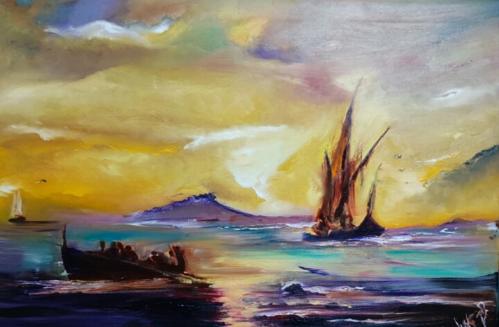 Painting titled "Conquest of Paradise" by Pascal Jung, Original Artwork, Oil