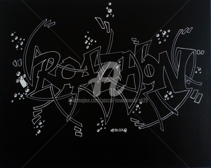 「Graffiti-Art - "REN…」というタイトルの絵画 Pascal Kowalewski (PK29)によって, オリジナルのアートワーク, アクリル ウッドストレッチャーフレームにマウント