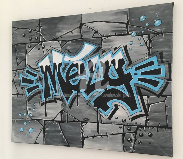 Painting titled "Tableau Graffiti av…" by Pascal Kowalewski (PK29), Original Artwork, Acrylic Mounted on Wood Stretcher frame