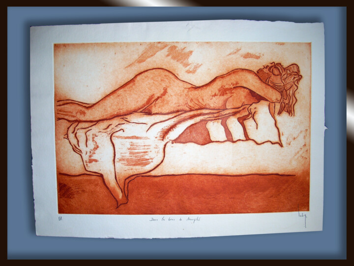 Gravures & estampes intitulée "dans-les-bras-de-mo…" par Ldx, Œuvre d'art originale, Eau-forte