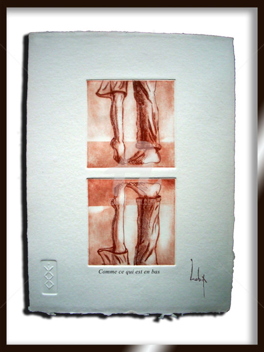Impressões e gravuras intitulada "comme-ce-qui-est-en…" por Ldx, Obras de arte originais, Gravação