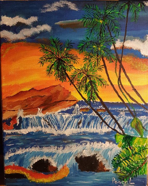 Painting titled "envie de vacances" by Pascal, Original Artwork, Acrylic