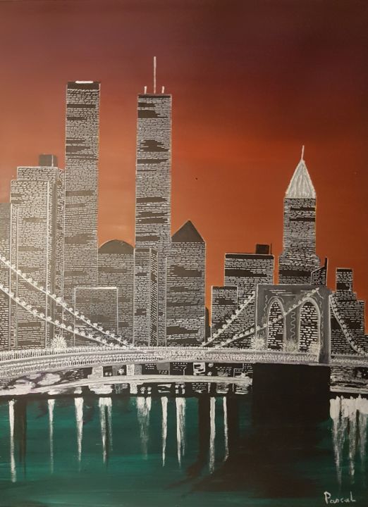 Painting titled "Manhattan la belle…" by Pascal, Original Artwork, Acrylic